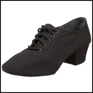 Canvas Ballroom Dance Shoes Lace-Up Suede Sole Chunky Heel Practice